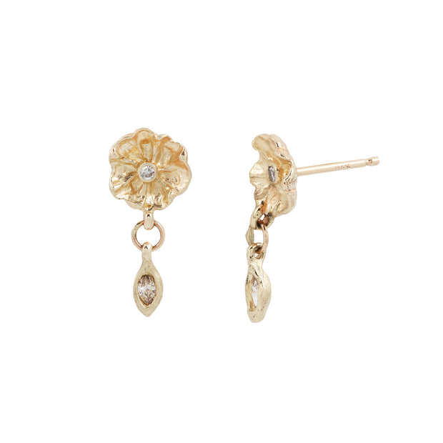 Yellow Gold and Diamond Dangle Earrings - "Amelia"