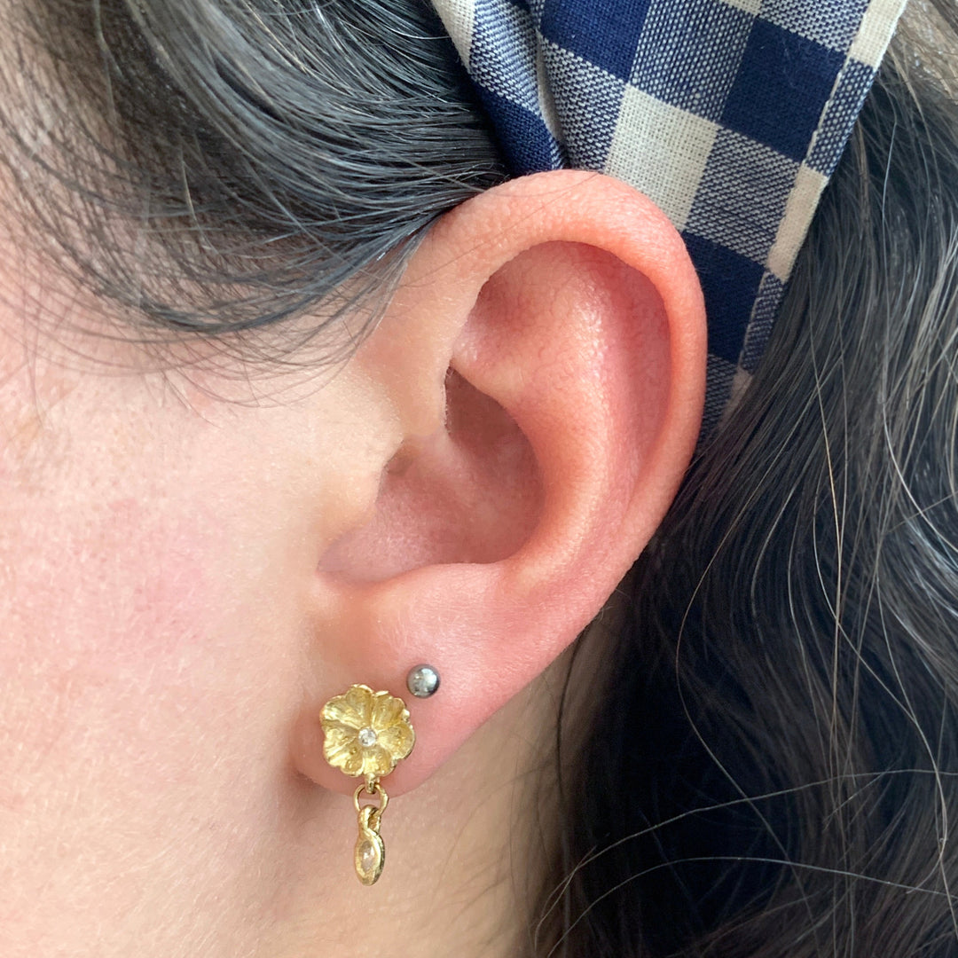 Yellow Gold and Diamond Dangle Earrings - "Amelia"