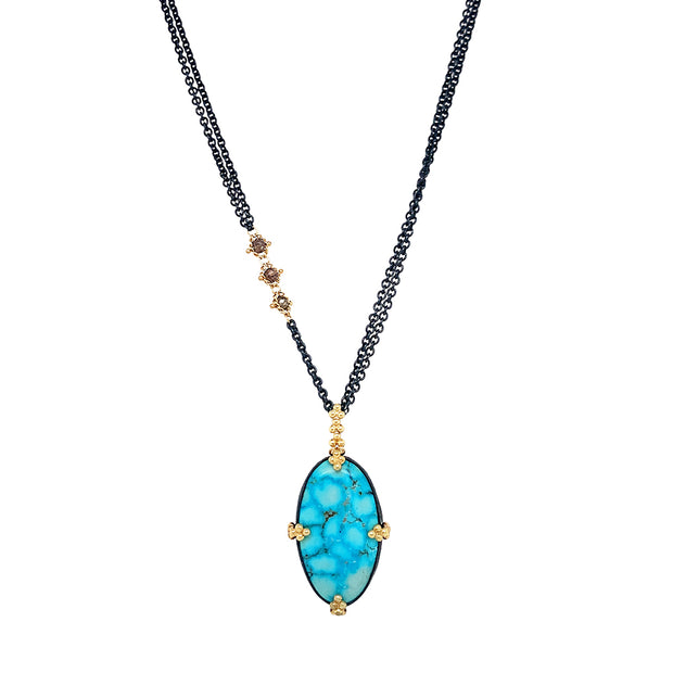 One-of-a-Kind Water Webb Turquoise & Diamond Rondelle Necklace - "Ripple Effect"