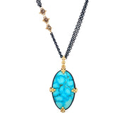 One-of-a-Kind Water Webb Turquoise & Diamond Rondelle Necklace - "Ripple Effect"