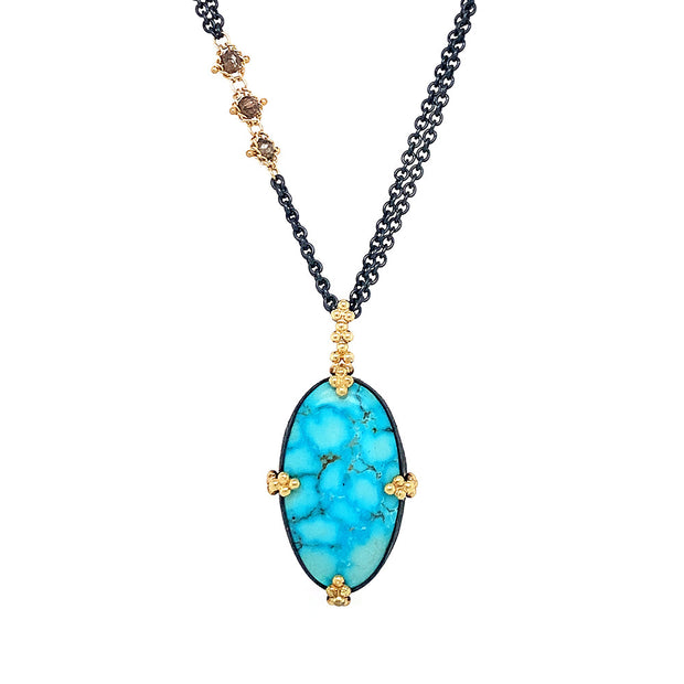 One-of-a-Kind Water Webb Turquoise & Diamond Rondelle Necklace - "Ripple Effect"