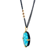 One-of-a-Kind Water Webb Turquoise & Diamond Rondelle Necklace - "Ripple Effect"