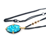 One-of-a-Kind Water Webb Turquoise & Diamond Rondelle Necklace - "Ripple Effect"