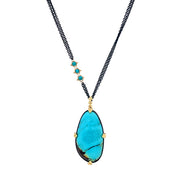 One-of-a-Kind Black Jack Turquoise Necklace - "Dappled Morning"