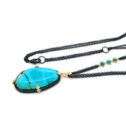 One-of-a-Kind Black Jack Turquoise Necklace - "Dappled Morning"