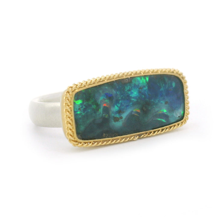 Australian Boulder Opal, Gold & Silver Ring - "Eurybia"