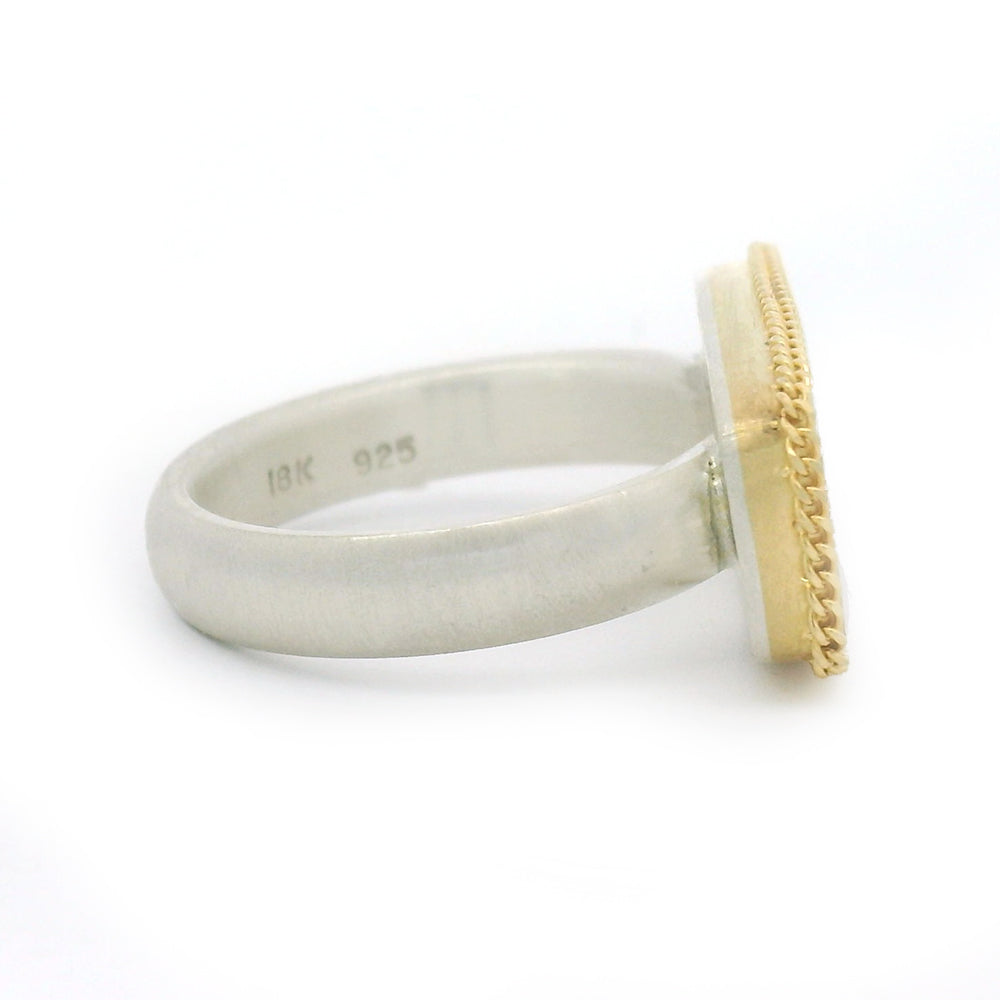 Australian Boulder Opal, Gold & Silver Ring - "Eurybia"