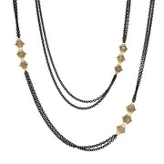 Labradorite Rondelle & Yellow Gold Station Necklace - "Claramay"