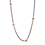 Pink Tourmaline Rondelle & Yellow Gold Station Necklace - "Blush"