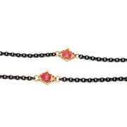 Pink Tourmaline Rondelle & Yellow Gold Station Necklace - "Blush"