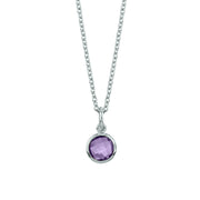 Sterling Silver Round Amethyst Necklace