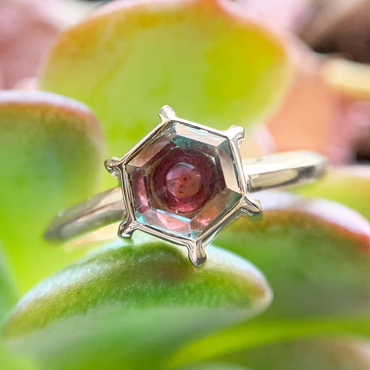 Hexagonal & Cabochon Montana Sapphire Ring - "Heart of Montana"