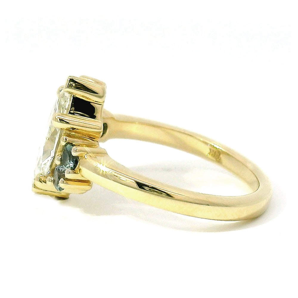 Marquise Diamond & Montana Sapphire Cluster Ring - "Palisade"