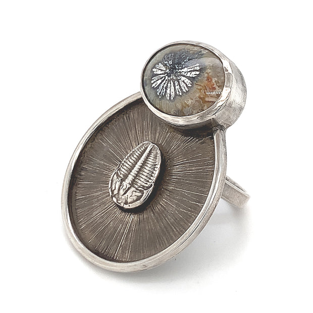 Sterling Silver and Fossilized Coral Ring - "Fossilized History"