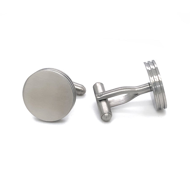 Stainless Steel Cufflinks - "Circle with Side Grooves"