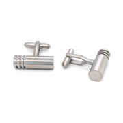 Stainless Steel Cufflinks - "Cylinder with Grooves"