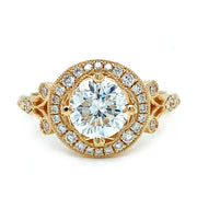 Yellow Gold and Diamond Halo Ring-"Eternal Love"