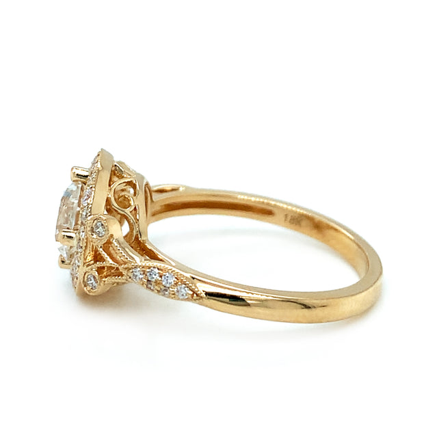 Yellow Gold and Diamond Halo Ring-"Eternal Love"