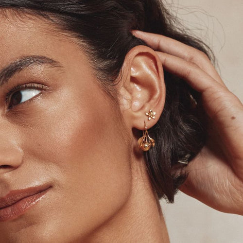 Gold Vermeil Stud Earrings - "Lemon Blossoms"