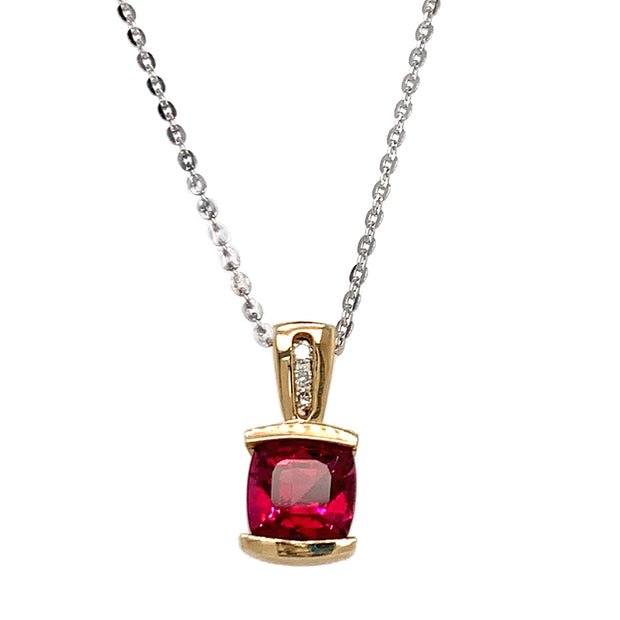 Garnet & Yellow Gold Estate Pendant - "Modern Love"