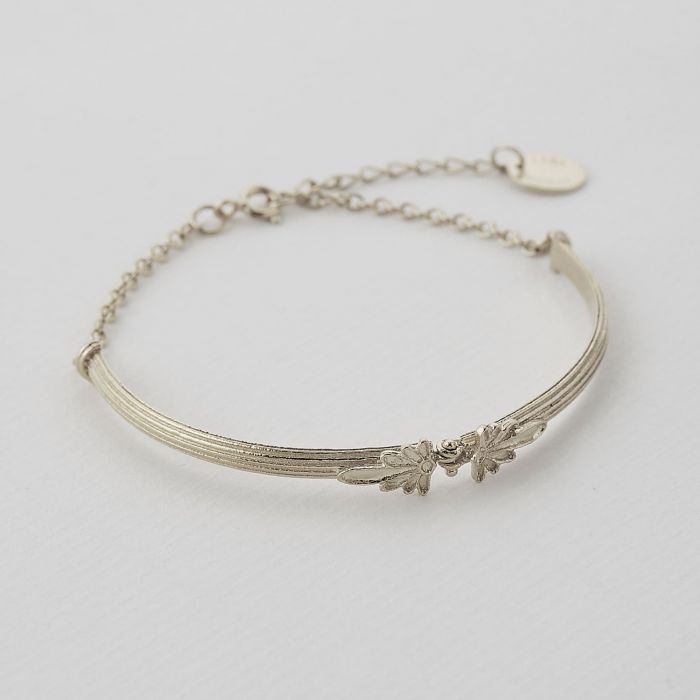 Sterling Silver Hinged Bracelet - "Ornate Columns"