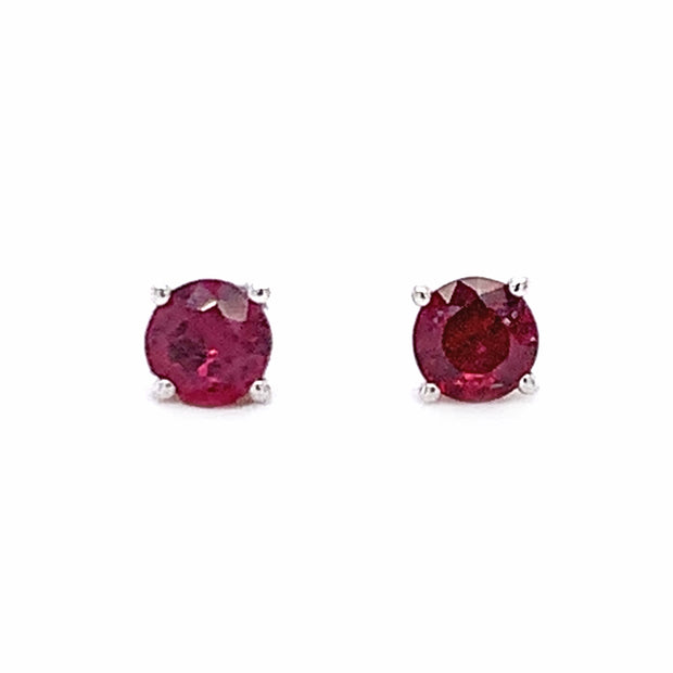 Ruby & White Gold Stud Earrings