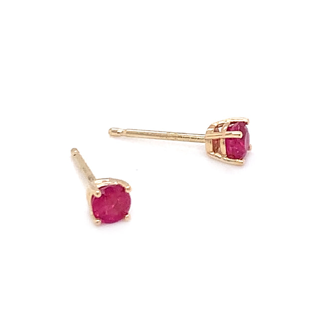 Ruby & Yellow Gold Earrings - "Golden Blush"