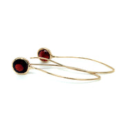 Yellow Gold & Garnet Drop Earrings -  "Comet"