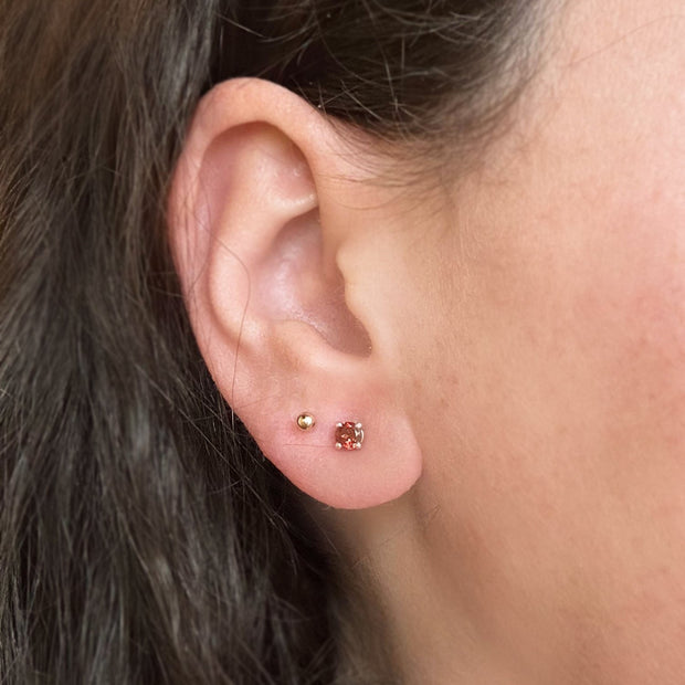 Sterling Silver & Garnet Stud Earrings