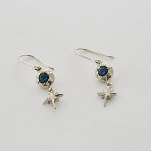 London Blue Topaz & Sterling Silver Drop Earrings - "Guiding Star"