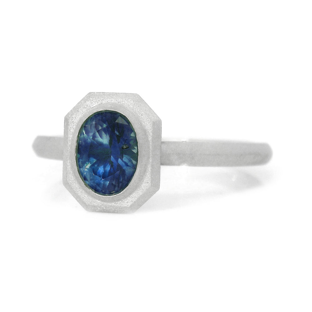 Montana Sapphire & White Gold Engagement Ring - "Fiona"