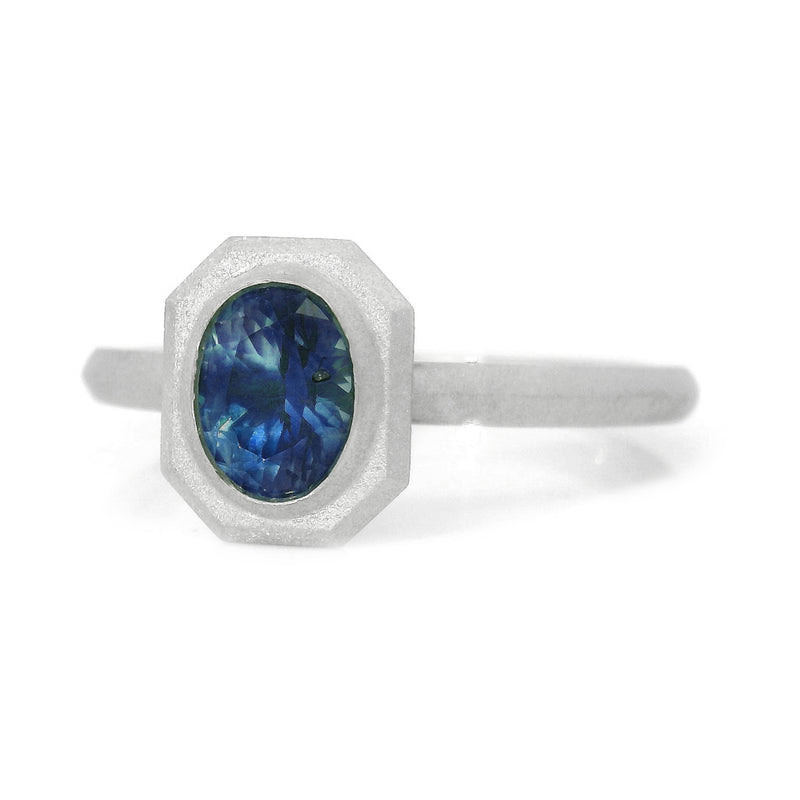 Blue Montana Sapphire White Gold Engagement Ring - "Fiona"