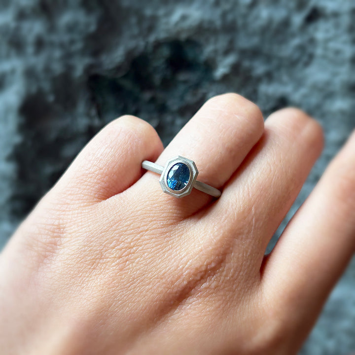 Montana Sapphire & White Gold Engagement Ring - "Fiona"