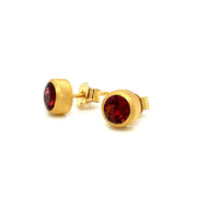 Gold Vermeil Bezel-Set Garnet Stud Earrings