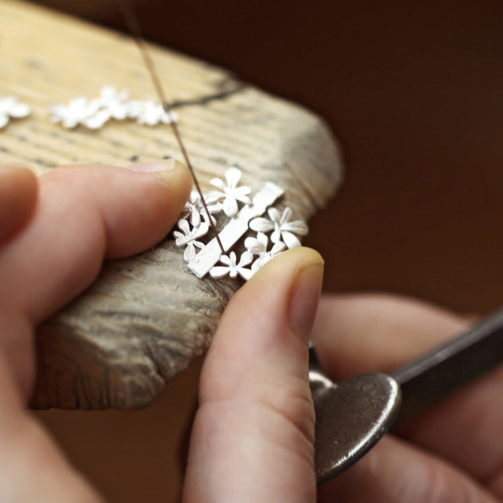 Sterling Silver Floral Stud Earrings - "Sprouting Rosette"