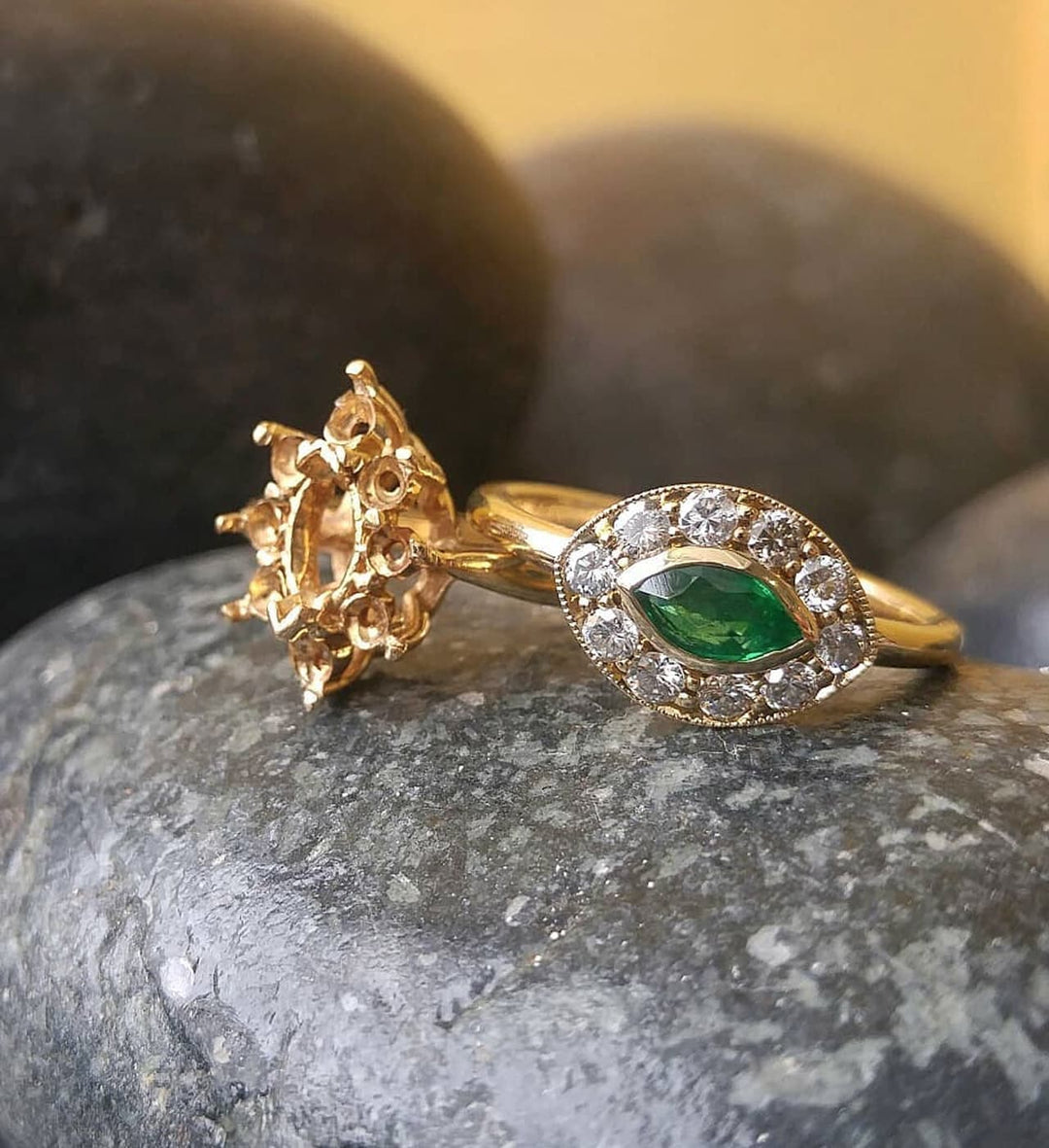 Image of a gem remounted into an existing ring design