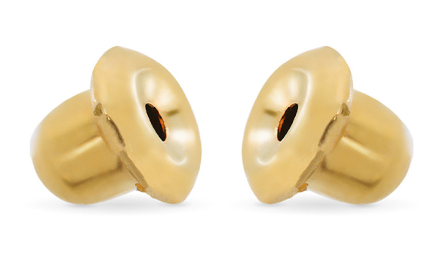 "October" Deep Pink Crystal Piercing Studs in 14K Yellow Gold