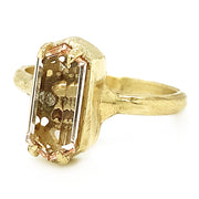 Morganite, Diamond & Yellow Gold Skull Ring - "Into the Crypt"