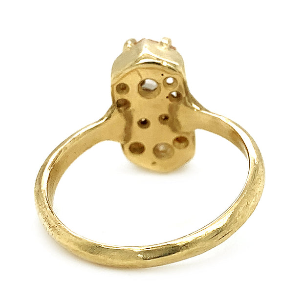 Morganite, Diamond & Yellow Gold Skull Ring - "Into the Crypt"