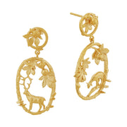 Gold Vermeil Drop Woodland Earrings - "Doe & Stag"