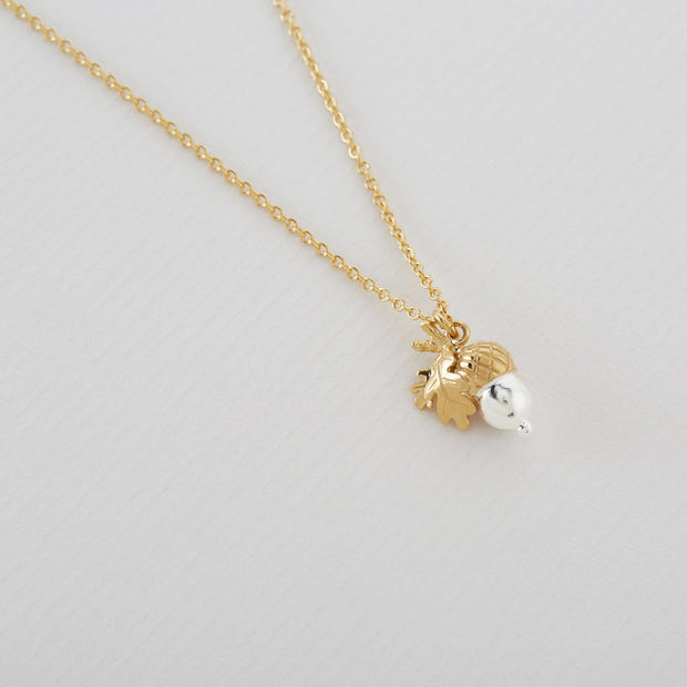 Gold Vermeil & Sterling Silver Necklace - "Acorn"