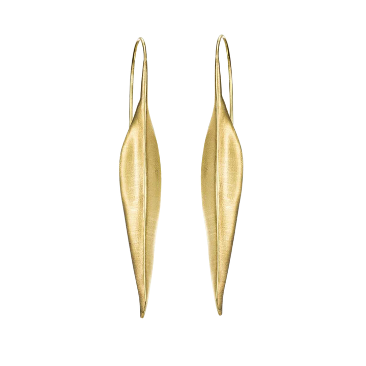 Gold Vermeill Elongated Drop Earrings - "Forest"