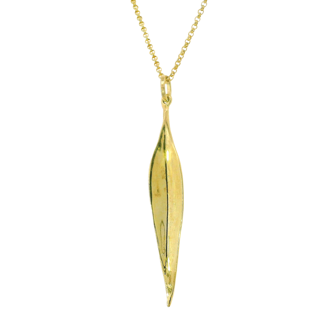 Gold Vermeill Large Leaf Necklace - "Forest"
