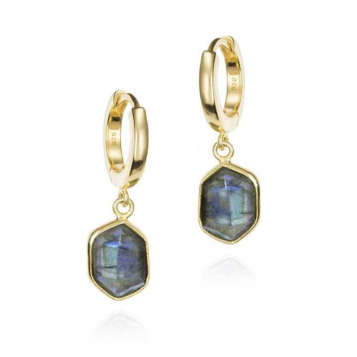Gold Vermeil & Labradorite Drop Earrings - "Geo"