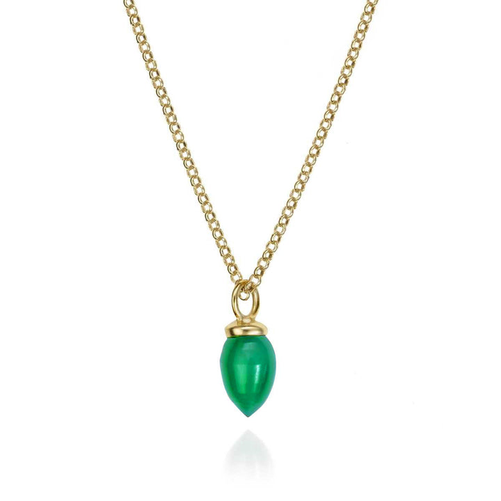 Gold Vermeil Green Onyx Necklace - "Pendulum"