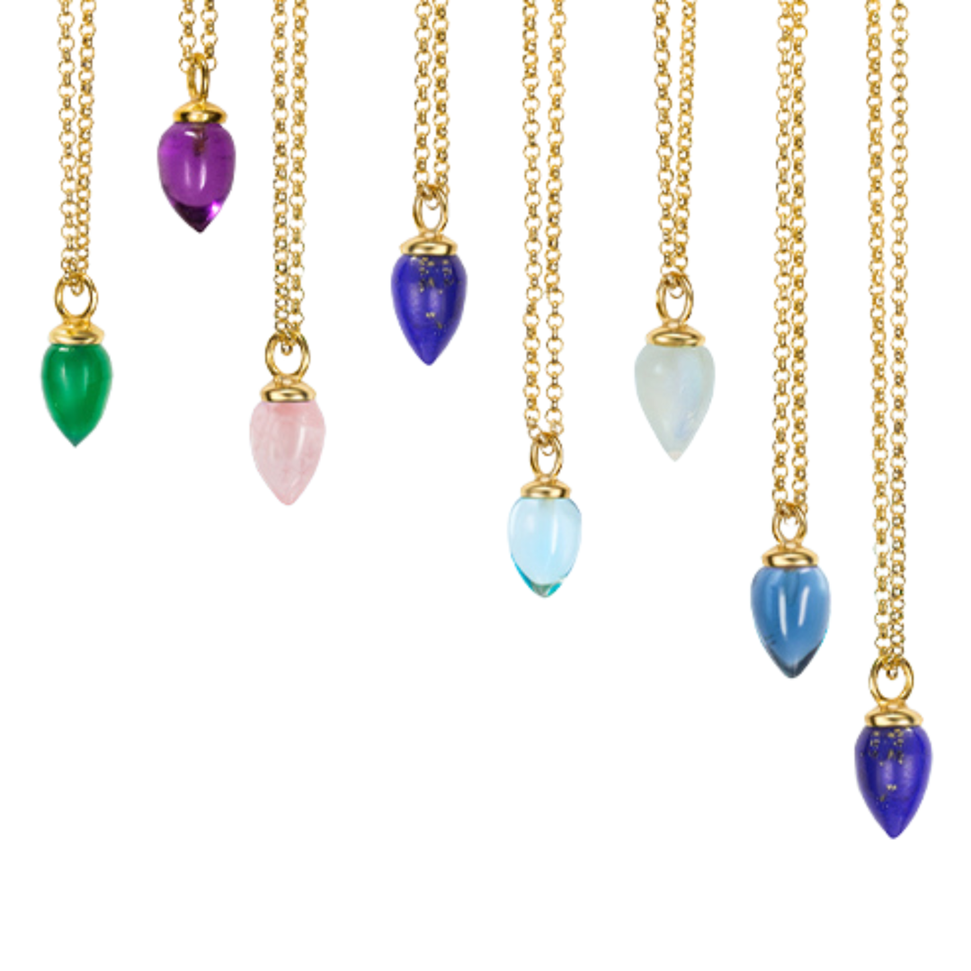 Gold Vermeil Blue Topaz Necklace - "Pendulum"