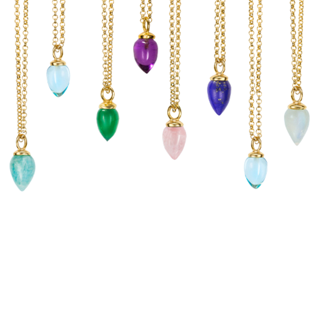 Gold Vermeil Amethyst Necklace - "Pendulum"