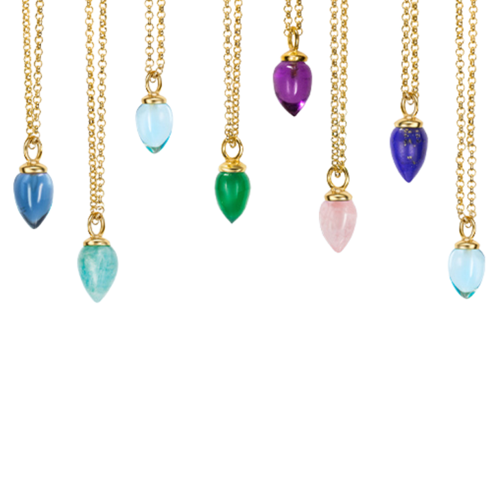 Gold Vermeil Green Onyx Necklace - "Pendulum"