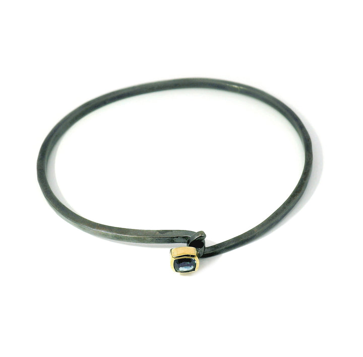 Blue Montana Sapphire & Sterling Silver Bangle Bracelet - "Juliet"