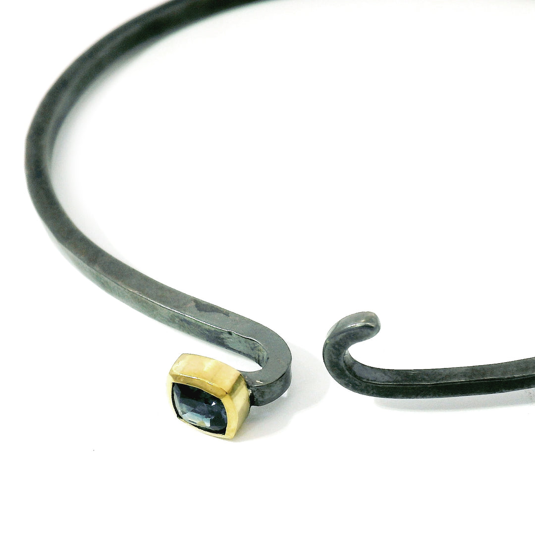 Blue Montana Sapphire & Sterling Silver Bangle Bracelet - "Juliet"